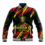 Menelik II Baseball Jacket with Lion of Adwa Title, Battle of Adwa 1896 Graphic and Bold Pan-African - African Pride