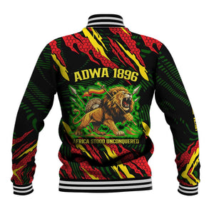 Menelik II Baseball Jacket with Lion of Adwa Title, Battle of Adwa 1896 Graphic and Bold Pan-African - African Pride