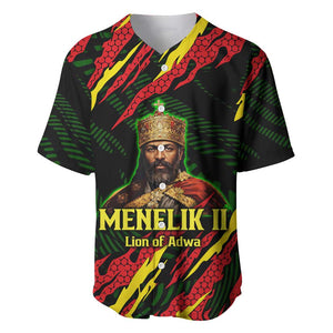 Menelik II Baseball Jersey with Lion of Adwa Title, Battle of Adwa 1896 Graphic and Bold Pan-African - African Pride