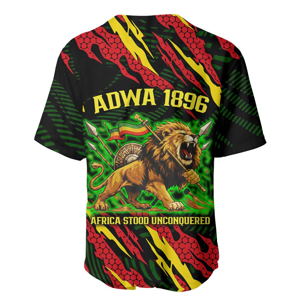 Menelik II Baseball Jersey with Lion of Adwa Title, Battle of Adwa 1896 Graphic and Bold Pan-African - African Pride