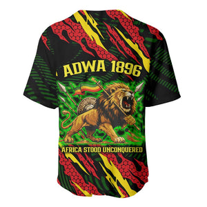 Menelik II Baseball Jersey with Lion of Adwa Title, Battle of Adwa 1896 Graphic and Bold Pan-African - African Pride