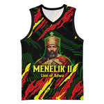 Menelik II Basketball Jersey with Lion of Adwa Title, Battle of Adwa 1896 Graphic and Bold Pan-African - African Pride