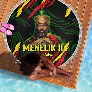 Menelik II Beach Blanket with Lion of Adwa Title, Battle of Adwa 1896 Graphic and Bold Pan-African - African Pride