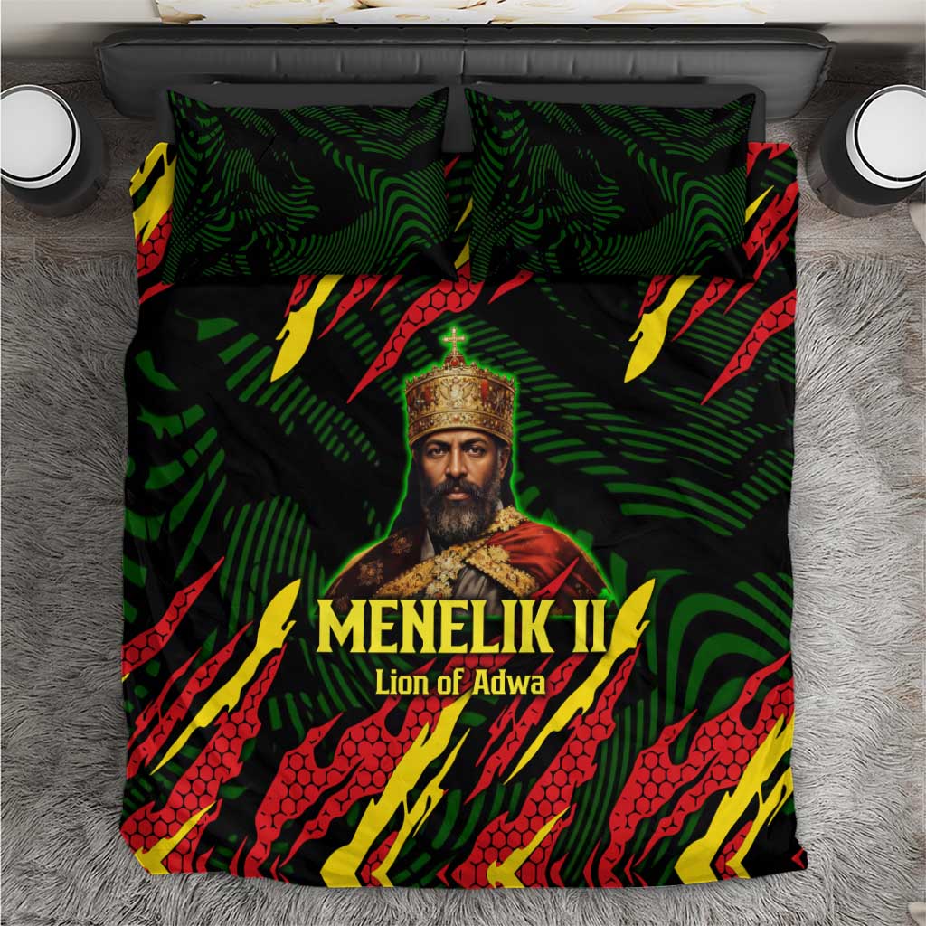 Menelik II Bedding Set with Lion of Adwa Title, Battle of Adwa 1896 Graphic and Bold Pan-African - African Pride