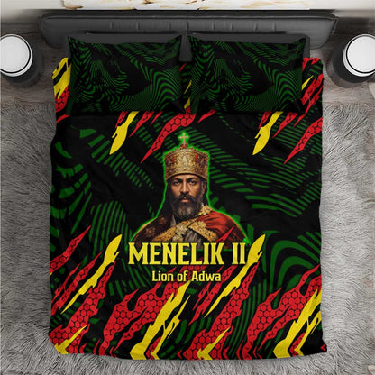 Menelik II Bedding Set with Lion of Adwa Title, Battle of Adwa 1896 Graphic and Bold Pan-African - African Pride