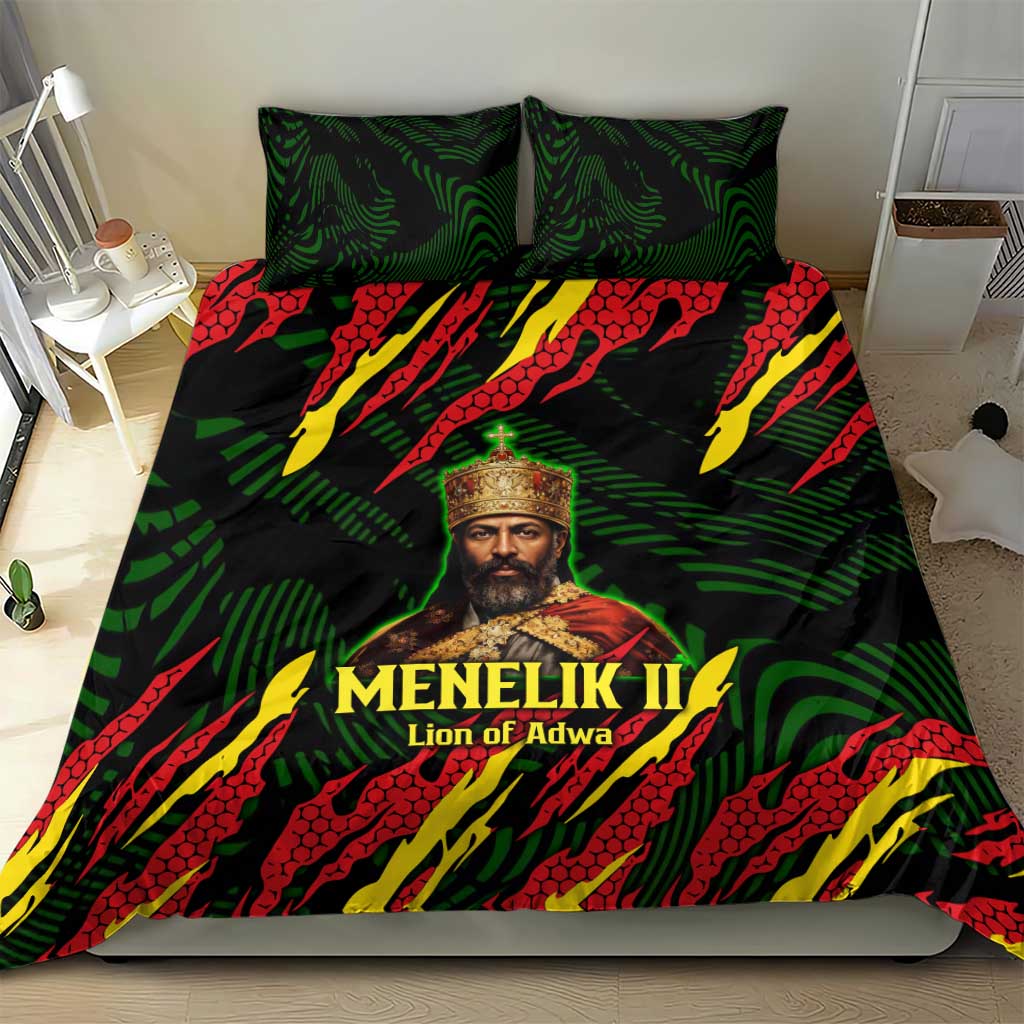 Menelik II Bedding Set with Lion of Adwa Title, Battle of Adwa 1896 Graphic and Bold Pan-African - African Pride