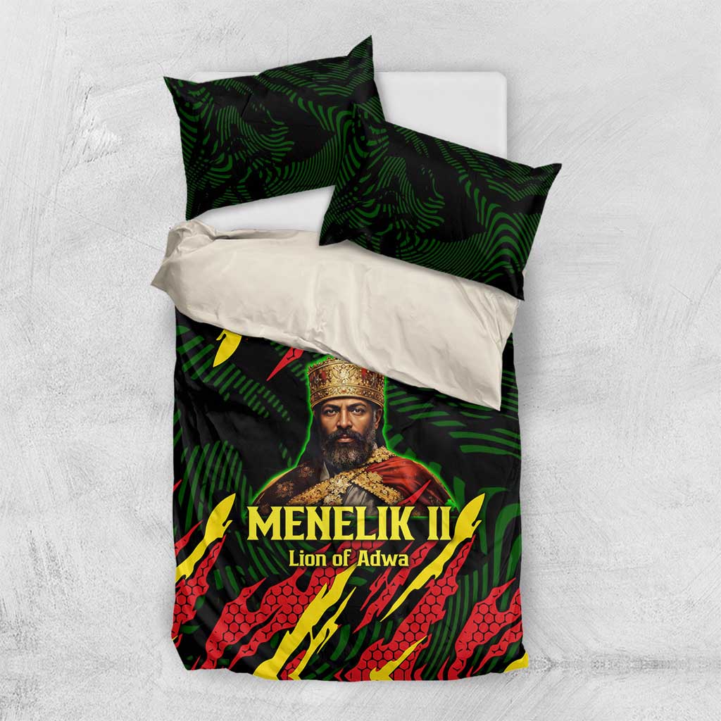 Menelik II Bedding Set with Lion of Adwa Title, Battle of Adwa 1896 Graphic and Bold Pan-African - African Pride