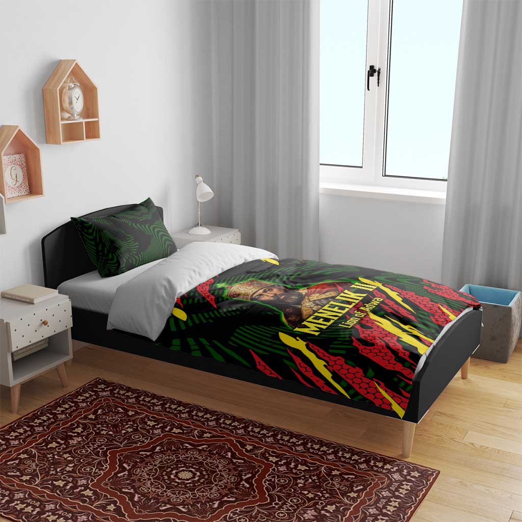 Menelik II Bedding Set with Lion of Adwa Title, Battle of Adwa 1896 Graphic and Bold Pan-African - African Pride