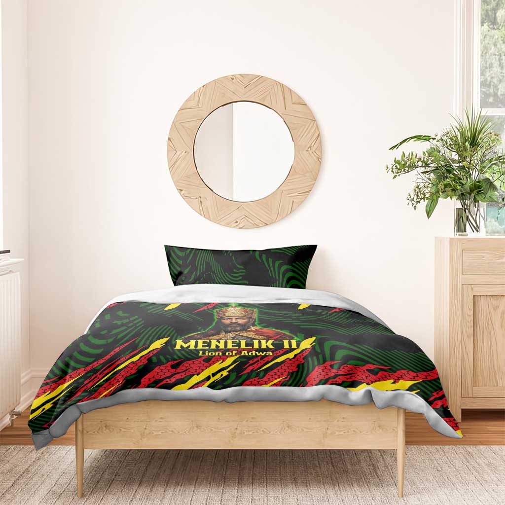 Menelik II Bedding Set with Lion of Adwa Title, Battle of Adwa 1896 Graphic and Bold Pan-African - African Pride