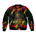 Menelik II Bomber Jacket with Lion of Adwa Title, Battle of Adwa 1896 Graphic and Bold Pan-African - African Pride