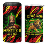 Menelik II 4 in 1 Can Cooler Tumbler with Lion of Adwa Title, Battle of Adwa 1896 Graphic and Bold Pan-African - African Pride