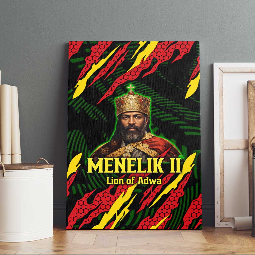 Menelik II Canvas Wall Art with Lion of Adwa Title, Battle of Adwa 1896 Graphic and Bold Pan-African - African Pride