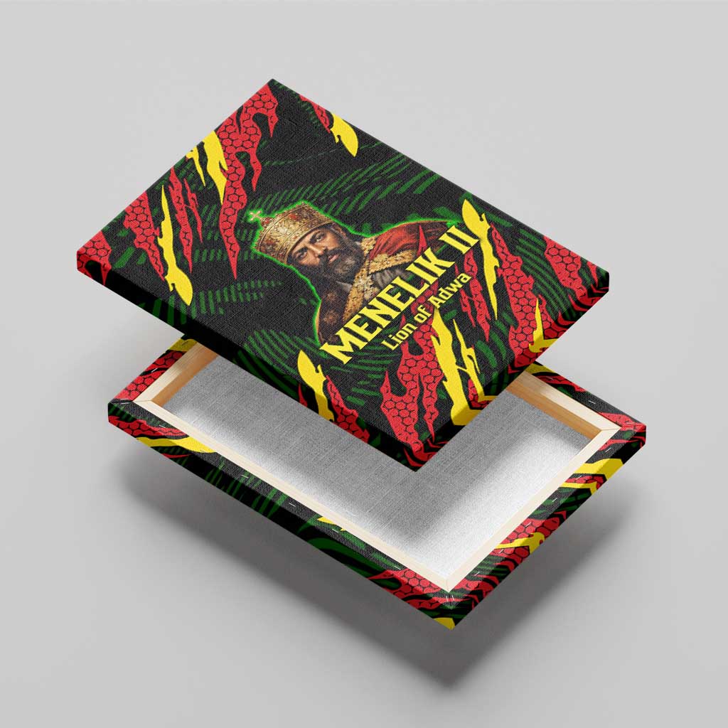 Menelik II Canvas Wall Art with Lion of Adwa Title, Battle of Adwa 1896 Graphic and Bold Pan-African - African Pride