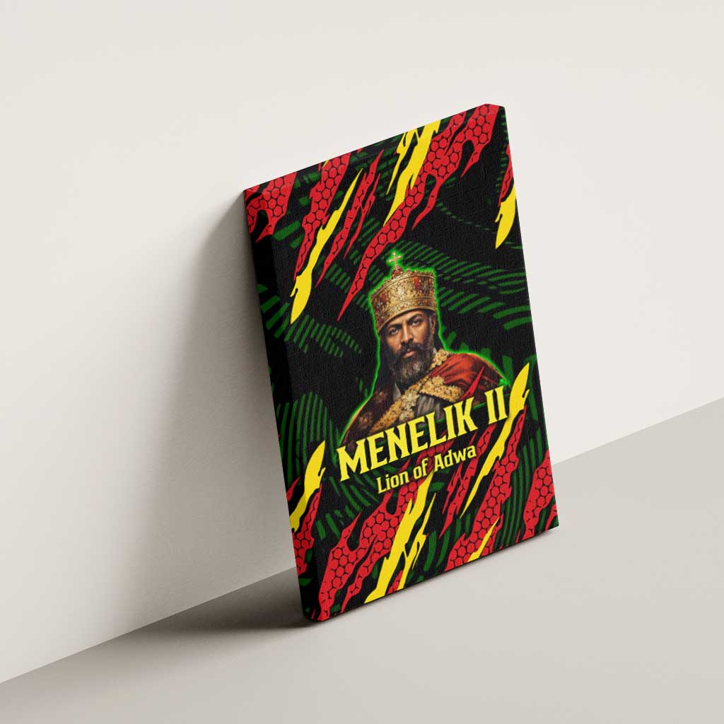 Menelik II Canvas Wall Art with Lion of Adwa Title, Battle of Adwa 1896 Graphic and Bold Pan-African - African Pride