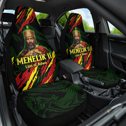 Menelik II Car Seat Cover with Lion of Adwa Title, Battle of Adwa 1896 Graphic and Bold Pan-African - African Pride