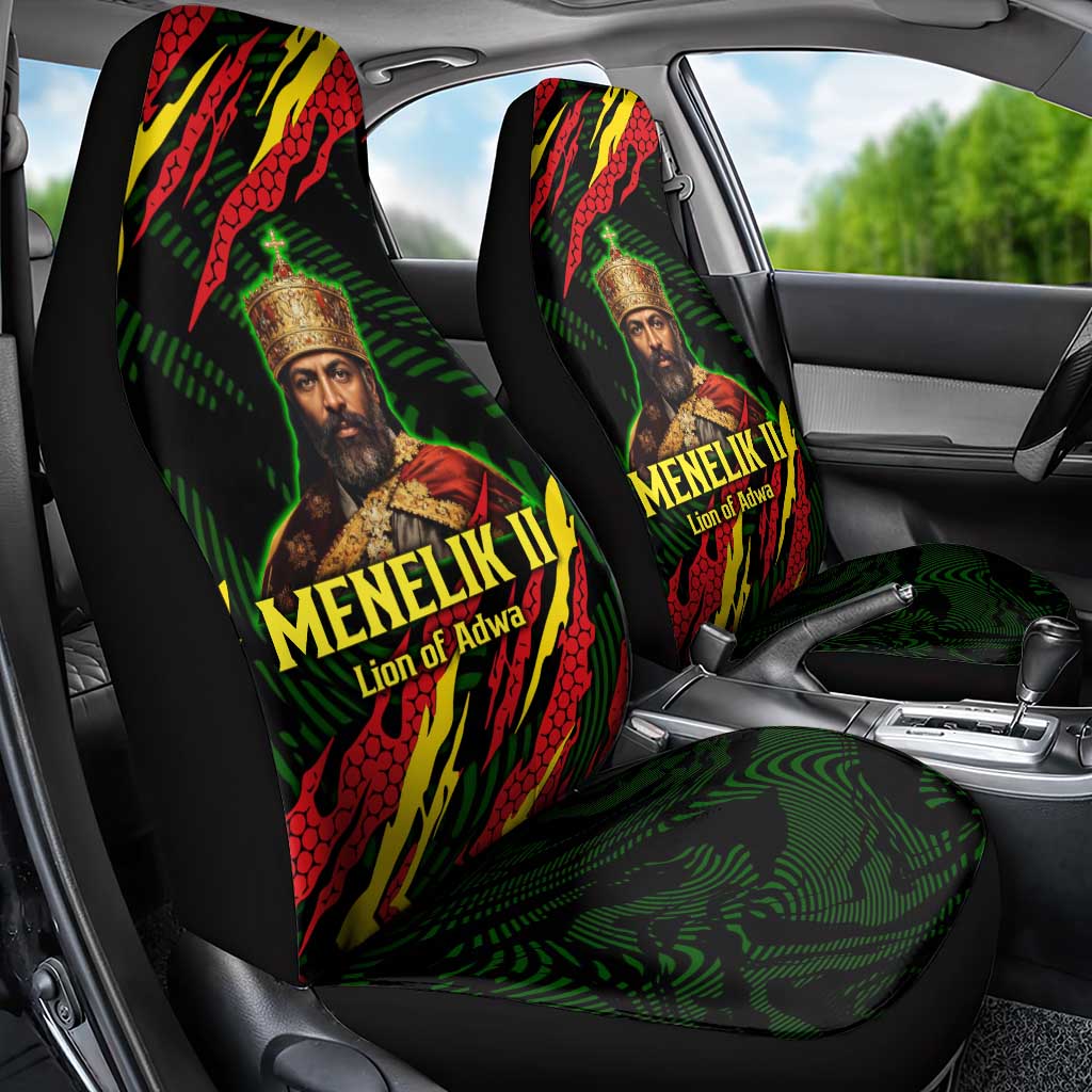 Menelik II Car Seat Cover with Lion of Adwa Title, Battle of Adwa 1896 Graphic and Bold Pan-African - African Pride