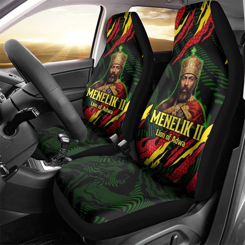 Menelik II Car Seat Cover with Lion of Adwa Title, Battle of Adwa 1896 Graphic and Bold Pan-African - African Pride