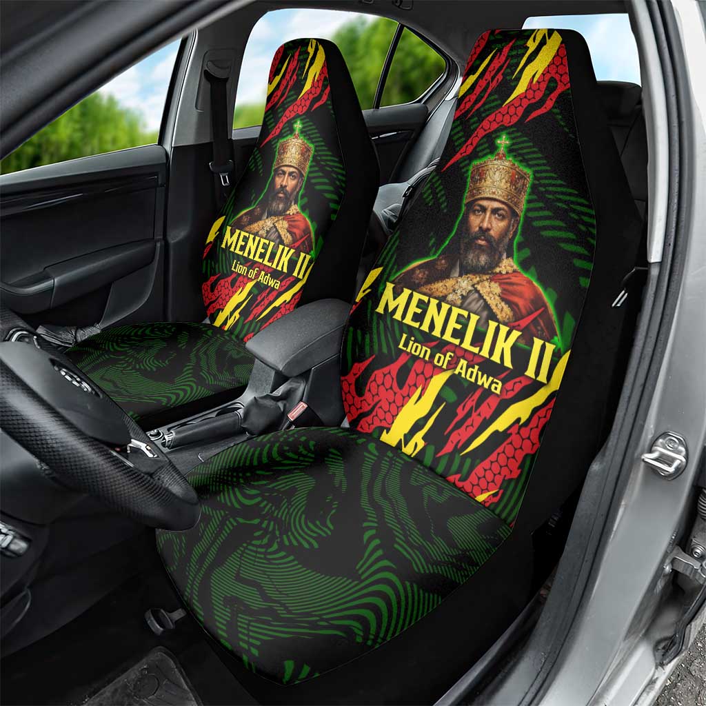 Menelik II Car Seat Cover with Lion of Adwa Title, Battle of Adwa 1896 Graphic and Bold Pan-African - African Pride