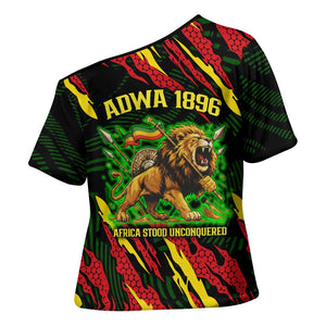 Menelik II Cross Shoulder Shirt with Lion of Adwa Title, Battle of Adwa 1896 Graphic and Bold Pan-African - African Pride