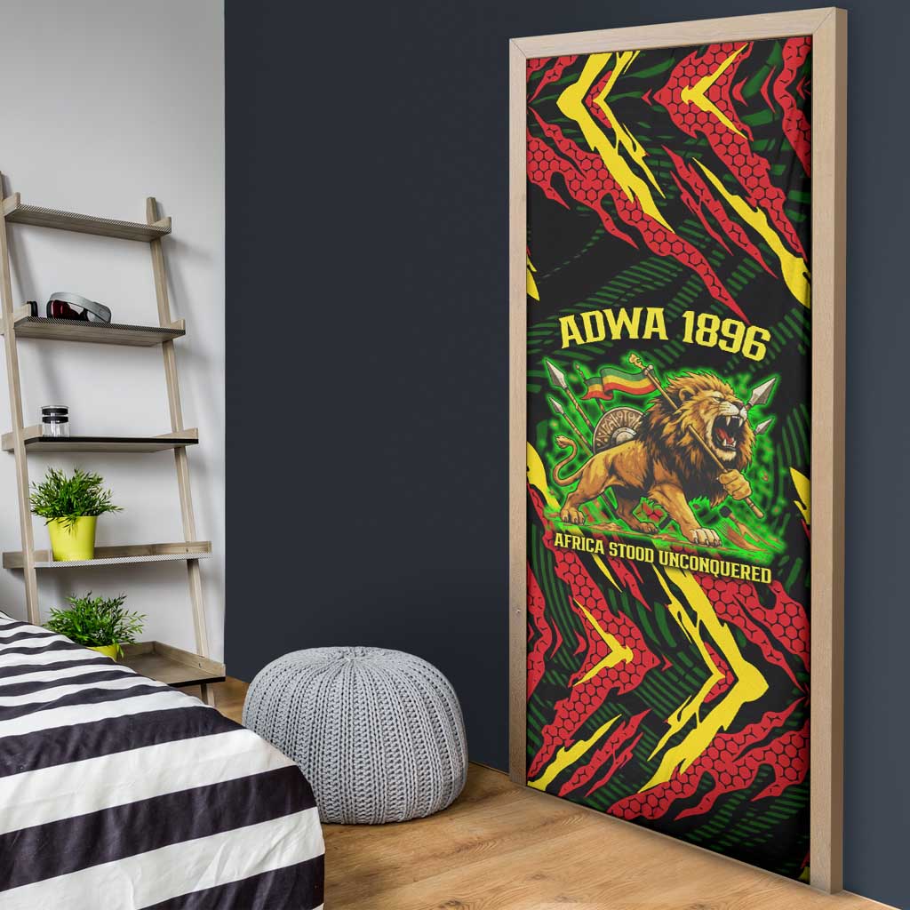 Menelik II Door Cover with Lion of Adwa Title, Battle of Adwa 1896 Graphic and Bold Pan-African - African Pride