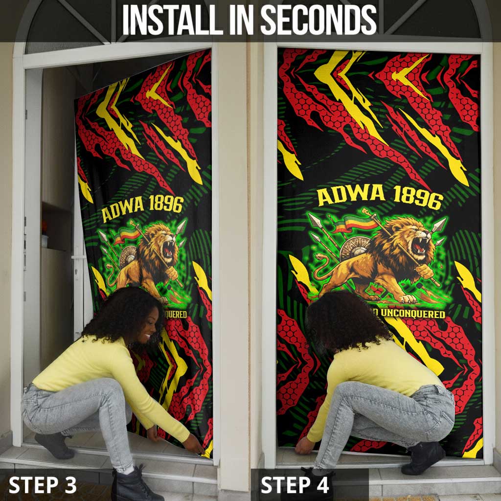 Menelik II Door Cover with Lion of Adwa Title, Battle of Adwa 1896 Graphic and Bold Pan-African - African Pride