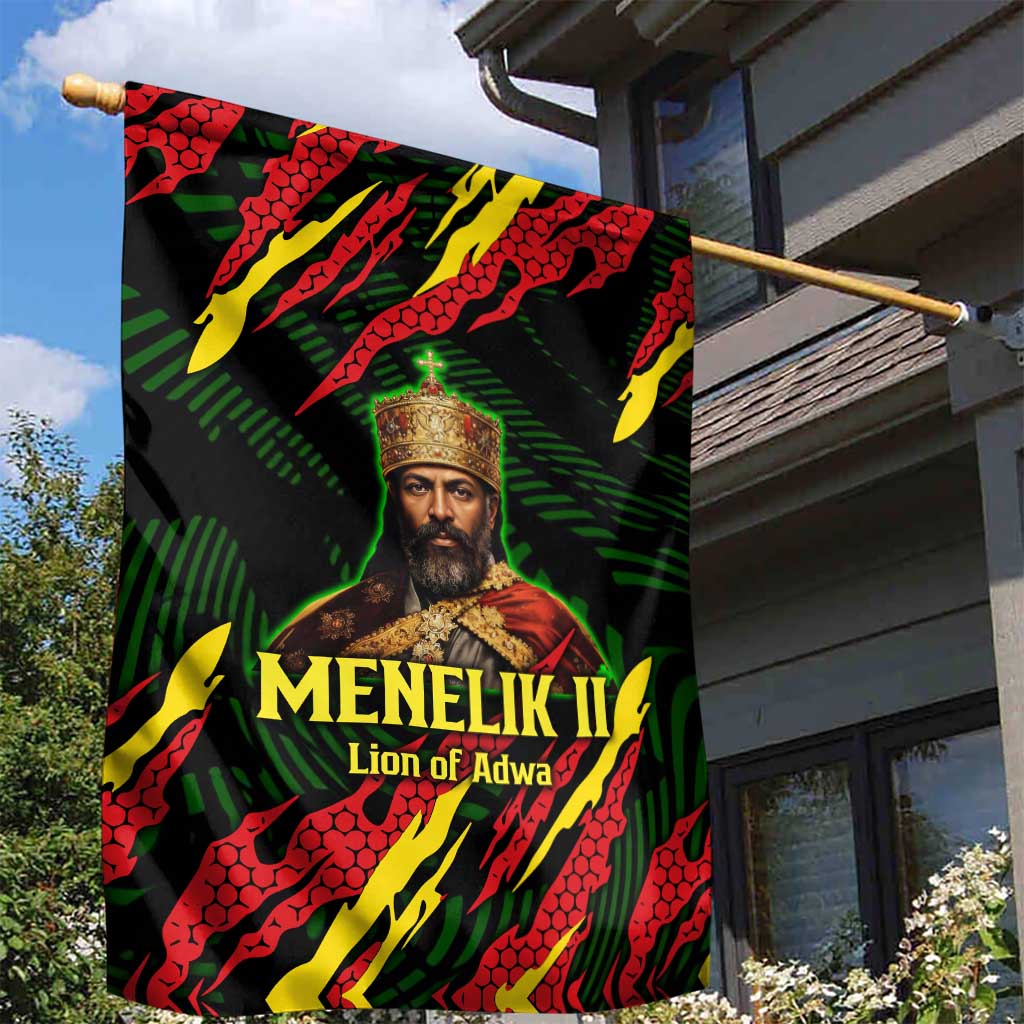 Menelik II Garden Flag with Lion of Adwa Title, Battle of Adwa 1896 Graphic and Bold Pan-African - African Pride