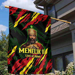 Menelik II Garden Flag with Lion of Adwa Title, Battle of Adwa 1896 Graphic and Bold Pan-African - African Pride