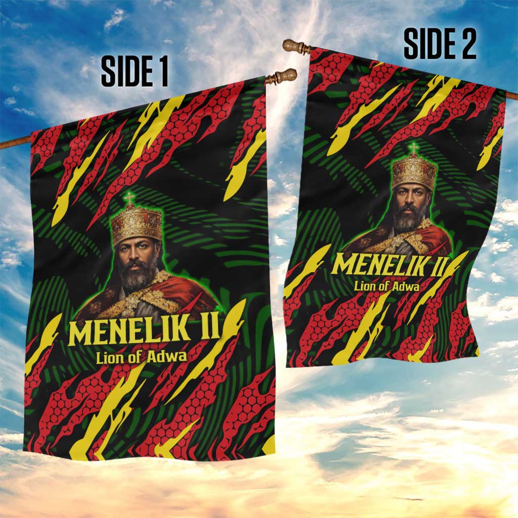 Menelik II Garden Flag with Lion of Adwa Title, Battle of Adwa 1896 Graphic and Bold Pan-African - African Pride