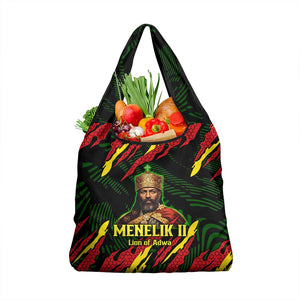 Menelik II Grocery Bag with Lion of Adwa Title, Battle of Adwa 1896 Graphic and Bold Pan-African - African Pride