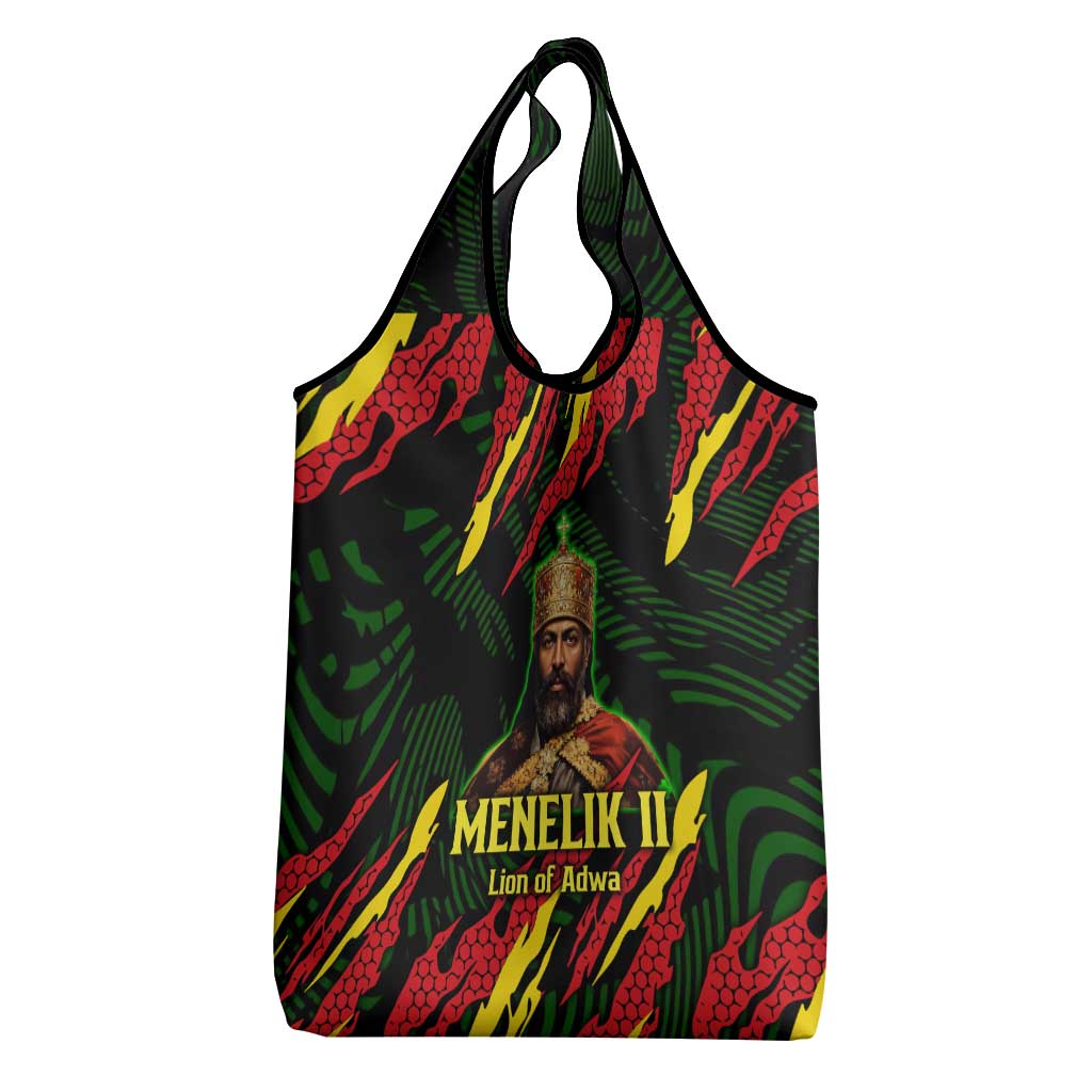 Menelik II Grocery Bag with Lion of Adwa Title, Battle of Adwa 1896 Graphic and Bold Pan-African - African Pride