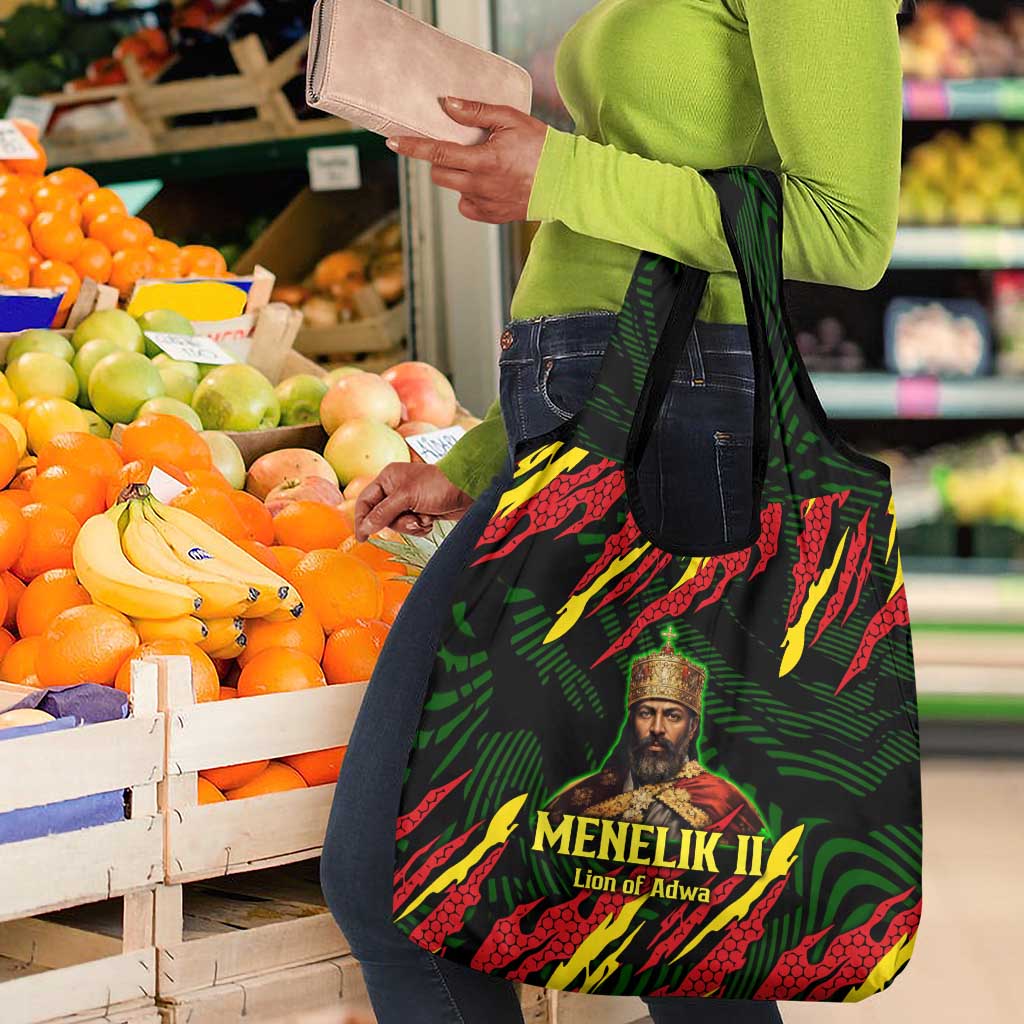 Menelik II Grocery Bag with Lion of Adwa Title, Battle of Adwa 1896 Graphic and Bold Pan-African - African Pride