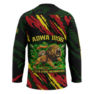 Menelik II Hockey Jersey with Lion of Adwa Title, Battle of Adwa 1896 Graphic and Bold Pan-African - African Pride