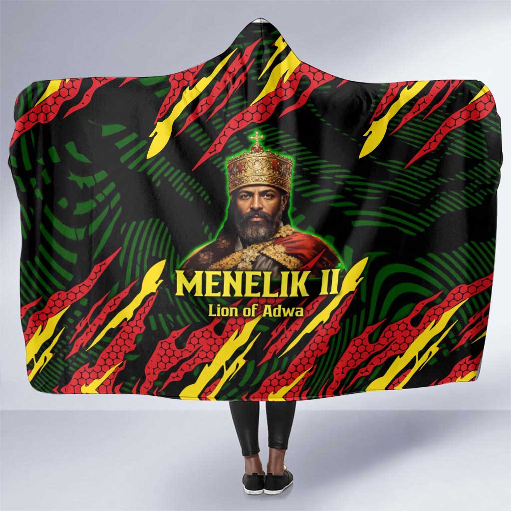 Menelik II Hooded Blanket with Lion of Adwa Title, Battle of Adwa 1896 Graphic and Bold Pan-African - African Pride