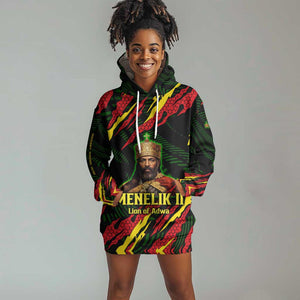 Menelik II Hoodie Dress with Lion of Adwa Title, Battle of Adwa 1896 Graphic and Bold Pan-African - African Pride