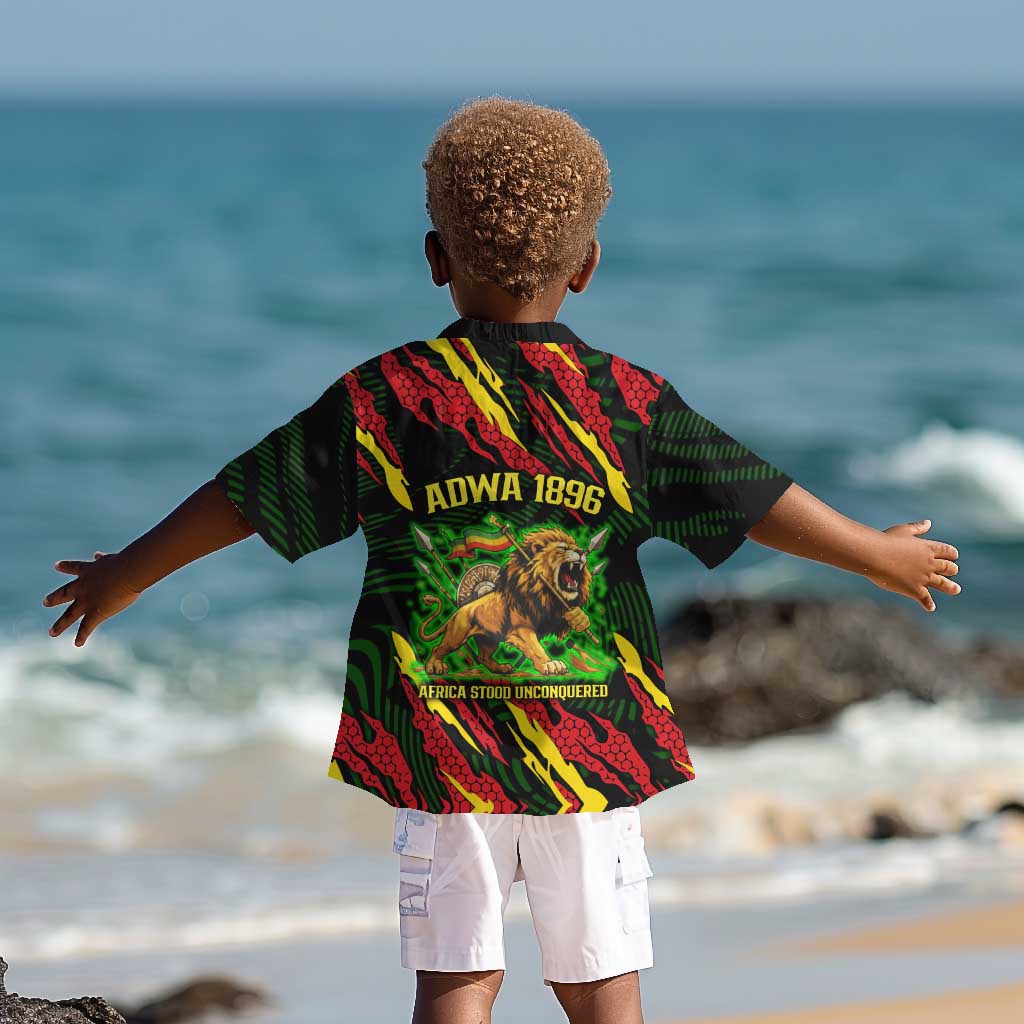 Menelik II Kid Hawaiian Shirt with Lion of Adwa Title, Battle of Adwa 1896 Graphic and Bold Pan-African - African Pride