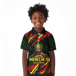 Menelik II Kid Polo Shirt with Lion of Adwa Title, Battle of Adwa 1896 Graphic and Bold Pan-African - African Pride