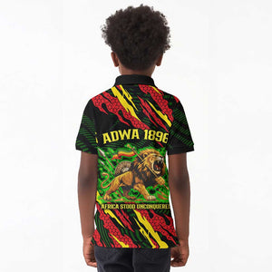 Menelik II Kid Polo Shirt with Lion of Adwa Title, Battle of Adwa 1896 Graphic and Bold Pan-African - African Pride