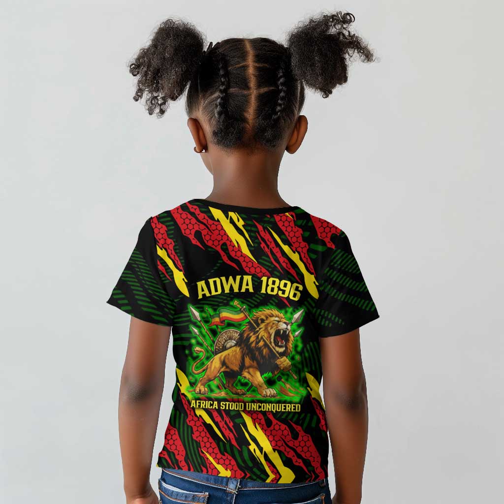 Menelik II Kid T shirt with Lion of Adwa Title, Battle of Adwa 1896 Graphic and Bold Pan-African - African Pride
