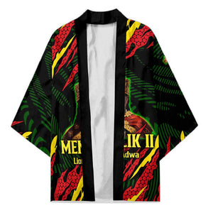 Menelik II Kimono with Lion of Adwa Title, Battle of Adwa 1896 Graphic and Bold Pan-African - African Pride