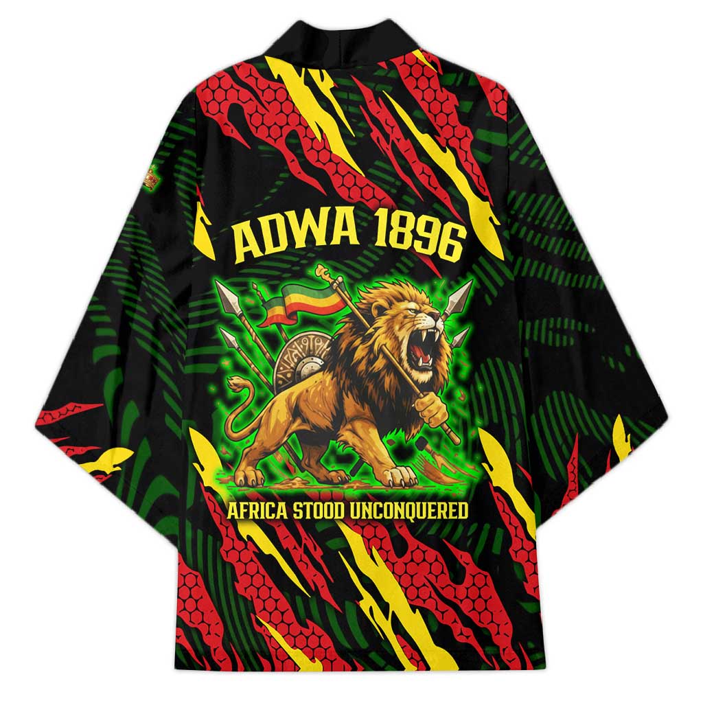 Menelik II Kimono with Lion of Adwa Title, Battle of Adwa 1896 Graphic and Bold Pan-African - African Pride