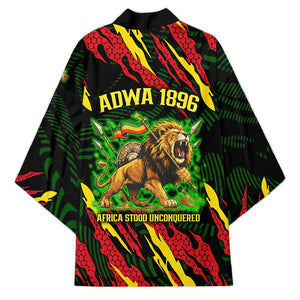 Menelik II Kimono with Lion of Adwa Title, Battle of Adwa 1896 Graphic and Bold Pan-African - African Pride