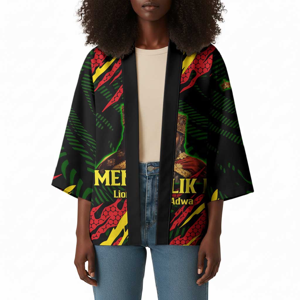 Menelik II Kimono with Lion of Adwa Title, Battle of Adwa 1896 Graphic and Bold Pan-African - African Pride