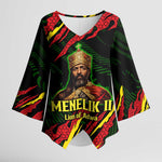 Menelik II Kimono Sleeve Blouse with Lion of Adwa Title, Battle of Adwa 1896 Graphic and Bold Pan-African - African Pride