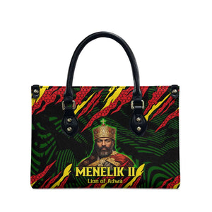 Menelik II Leather Bag with Lion of Adwa Title, Battle of Adwa 1896 Graphic and Bold Pan-African - African Pride