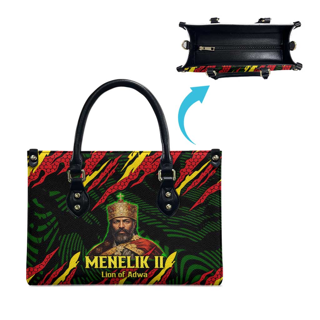 Menelik II Leather Bag with Lion of Adwa Title, Battle of Adwa 1896 Graphic and Bold Pan-African - African Pride