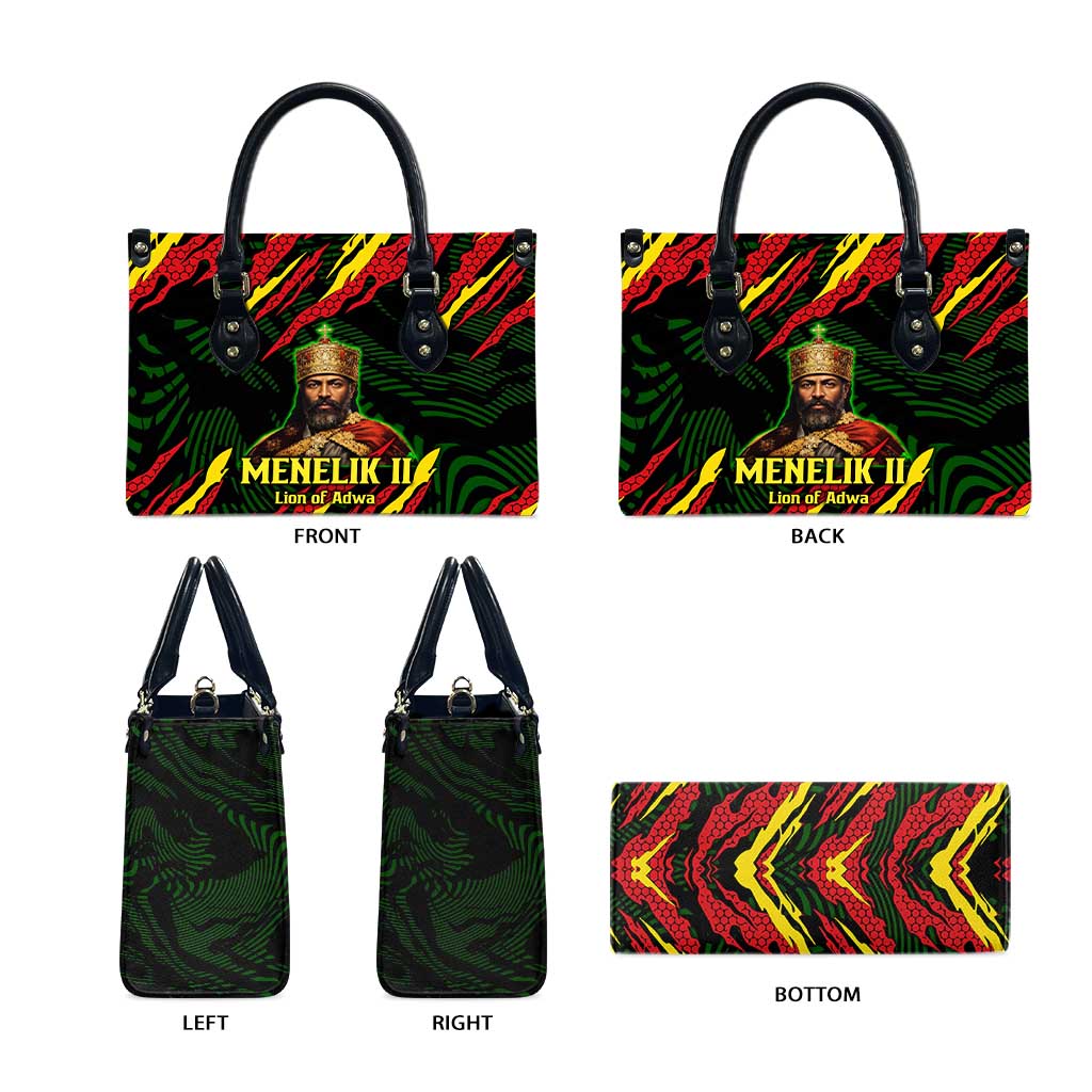 Menelik II Leather Bag with Lion of Adwa Title, Battle of Adwa 1896 Graphic and Bold Pan-African - African Pride