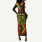 Menelik II Long Sleeve Bodycon Dress with Lion of Adwa Title, Battle of Adwa 1896 Graphic and Bold Pan-African - African Pride