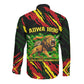 Menelik II Long Sleeve Button Shirt with Lion of Adwa Title, Battle of Adwa 1896 Graphic and Bold Pan-African - African Pride