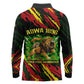 Menelik II Long Sleeve Polo Shirt with Lion of Adwa Title, Battle of Adwa 1896 Graphic and Bold Pan-African - African Pride