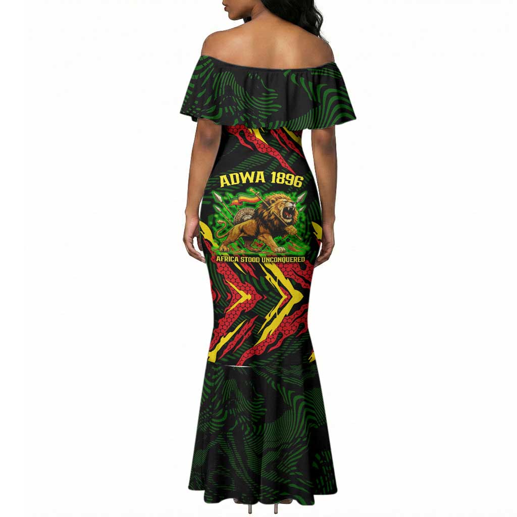 Menelik II Mermaid Dress with Lion of Adwa Title, Battle of Adwa 1896 Graphic and Bold Pan-African - African Pride
